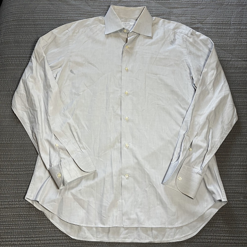 Alexander McQueen Mens Cotton Button Up Dress Shirt Light Grey Long Sleeve 220